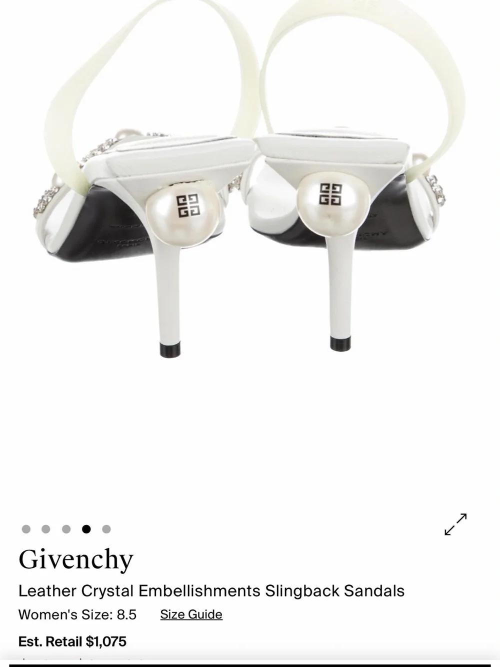 Givenchy  off white Slingback Heels with Pearls and Crystals - Picture 3 of 4